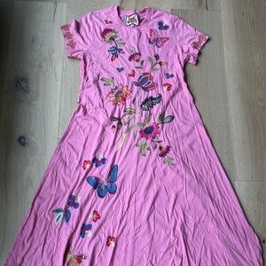 Pink Floral Embroidered Dress